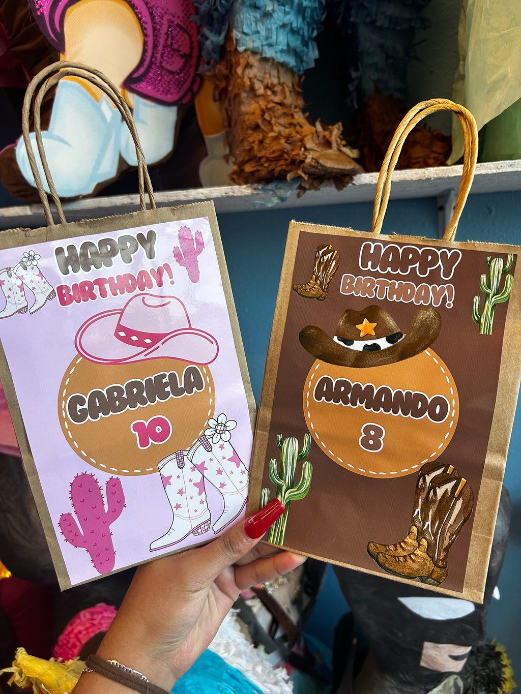 Custom vaquero cowboy theme goodie bags 12 ct