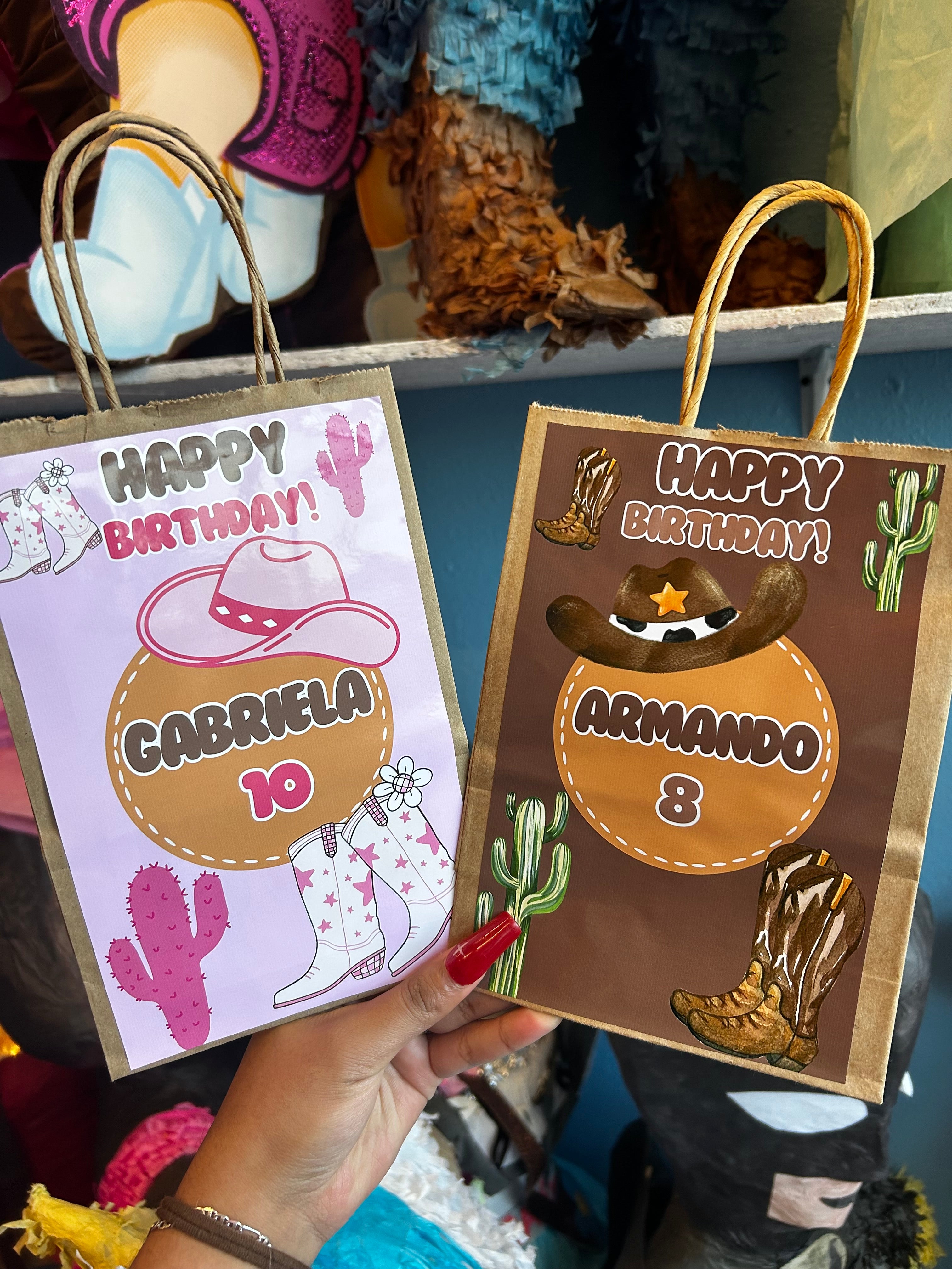 Custom vaquero cowboy theme goodie bags 12 ct