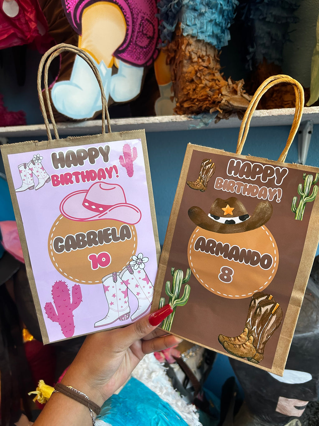 Custom vaquero cowboy theme goodie bags 12 ct