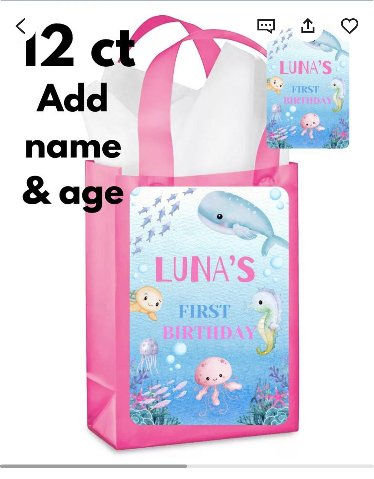 Custom goodie bags Under the Sea 12ct